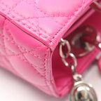 Dior Handbag Lady Cannage Fuchsia Pink Leather 2-Way Tote — view 6