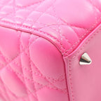 Dior Handbag Lady Cannage Fuchsia Pink Leather 2-Way Tote — view 7