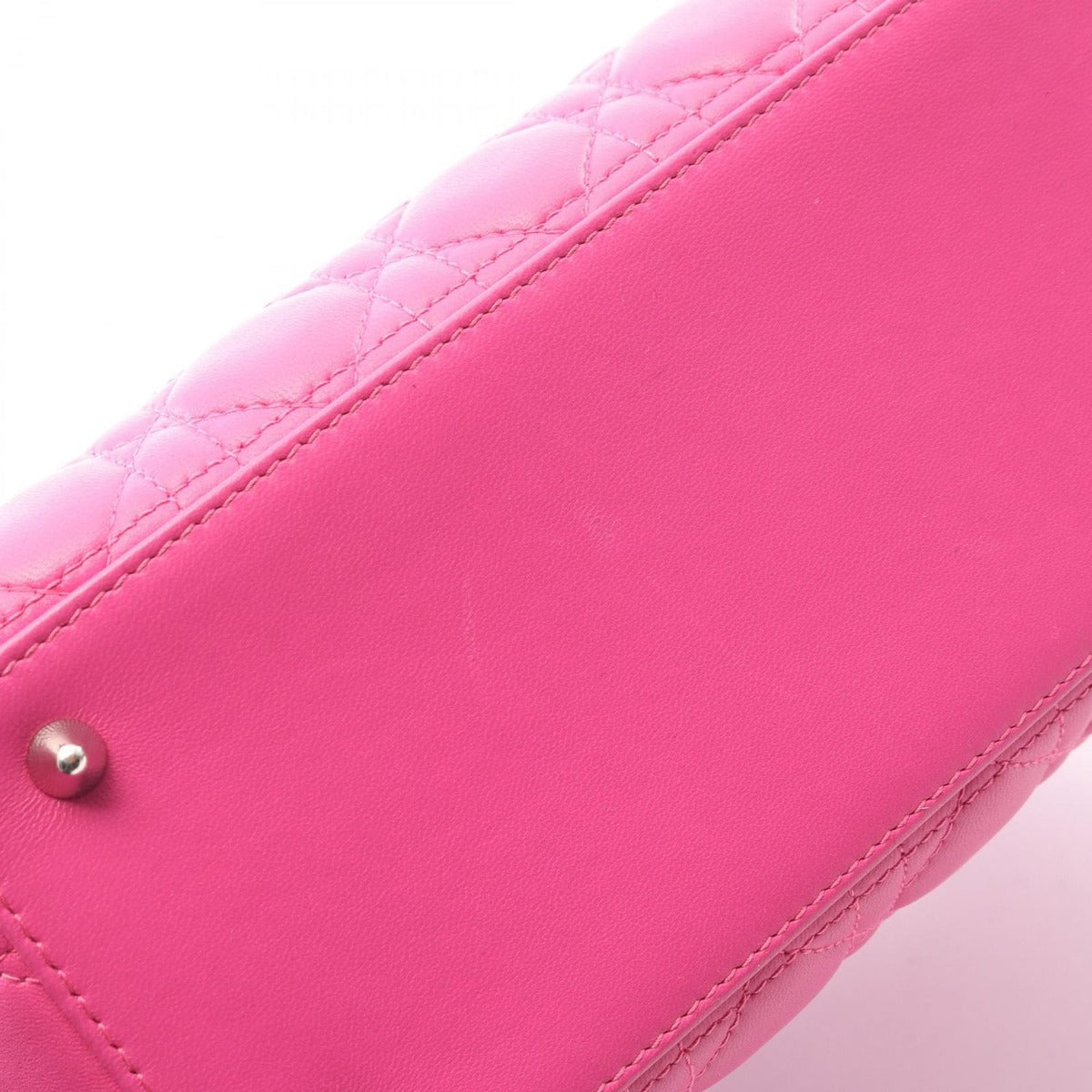 Dior Handbag Lady Cannage Fuchsia Pink Leather 2-Way Tote — view 8