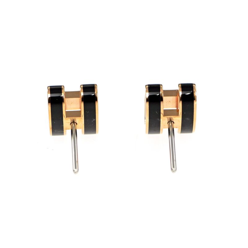 Hermes Earrings Pop Ash Pair Black Rosegold Hardware Jewelry — view 7