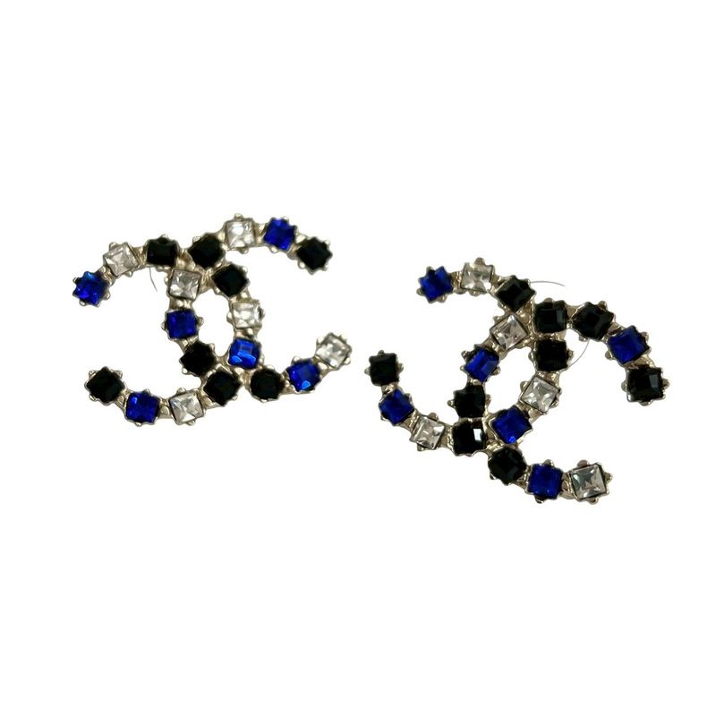 Chanel Coco Mark Metal Rhinestone Earrings Accessories 19AA — view 4