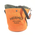 Hermes Shoulder Bag Sac Dopant Sage Bucket Shape Cotton Orange