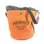 Hermes Shoulder Bag Sac Dopant Sage Bucket Shape Cotton Orange