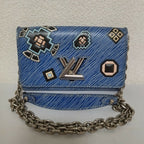 Louis Vuitton Epi Denim Portefeuille Twisted Chain Shoulder Bag