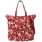 Prada Tote Shoulder Bag 2-Way Nylon Red White Hibiscus Floral Pattern Flower