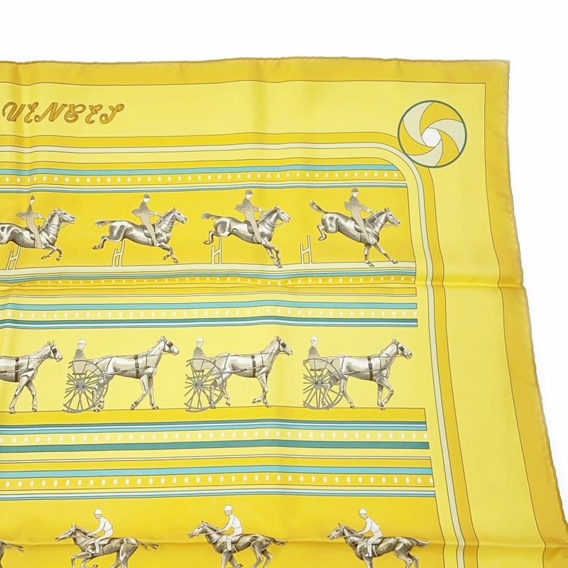 Hermes Silk Carre 90 Sequences Scarf Yellow — view 4