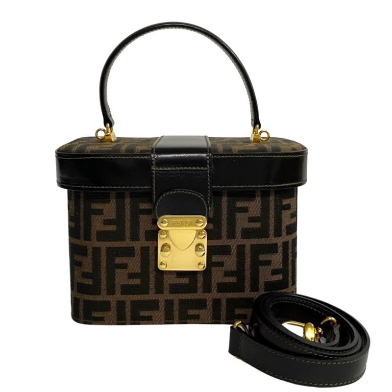 Fendi Zucca Pattern Logo Leather Canvas 2-Way