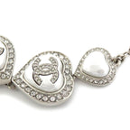 Chanel Necklace Heart Rhinestone Silver 23 B Abb614 Faux Pearl Coco — view 4