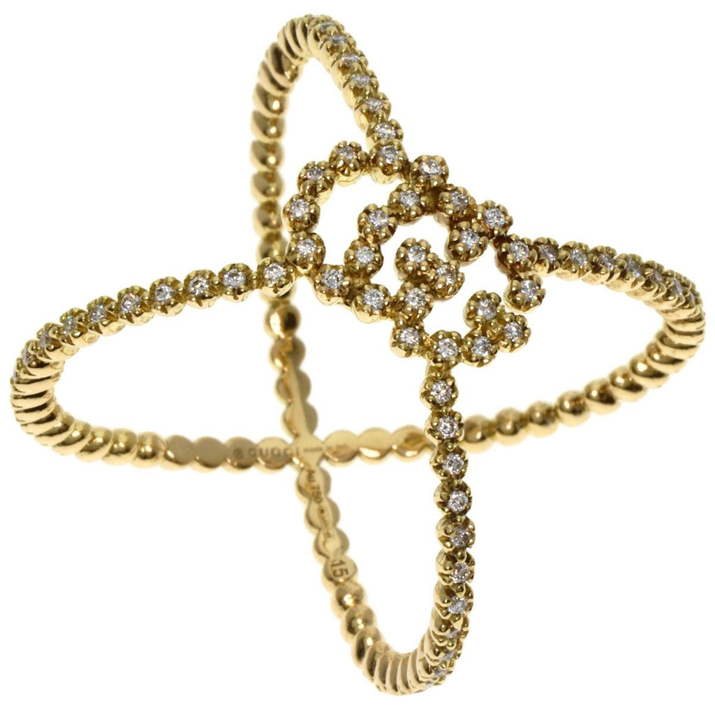 Gucci GG Running Diamond Ring 18K Yellow Gold