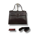 Bottega Veneta Marco Polo 2-Way Top Handle Bag Shoulder Dark Brown Leather