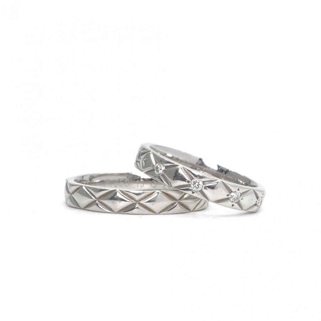 Chanel Quilted Coco Crush Ring Silver Wedding Pair Marriage