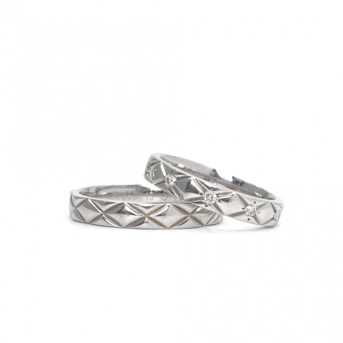 Chanel Quilted Coco Crush Ring Silver Wedding Pair Marriage