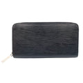 Louis Vuitton Zippy Wallet Epi Noir Leather Black Zip Around Silver