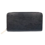 Louis Vuitton Zippy Wallet Epi Noir Leather Black Zip Around Silver