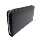 Louis Vuitton Zippy Wallet Epi Noir Leather Black Zip Around Silver — view 2