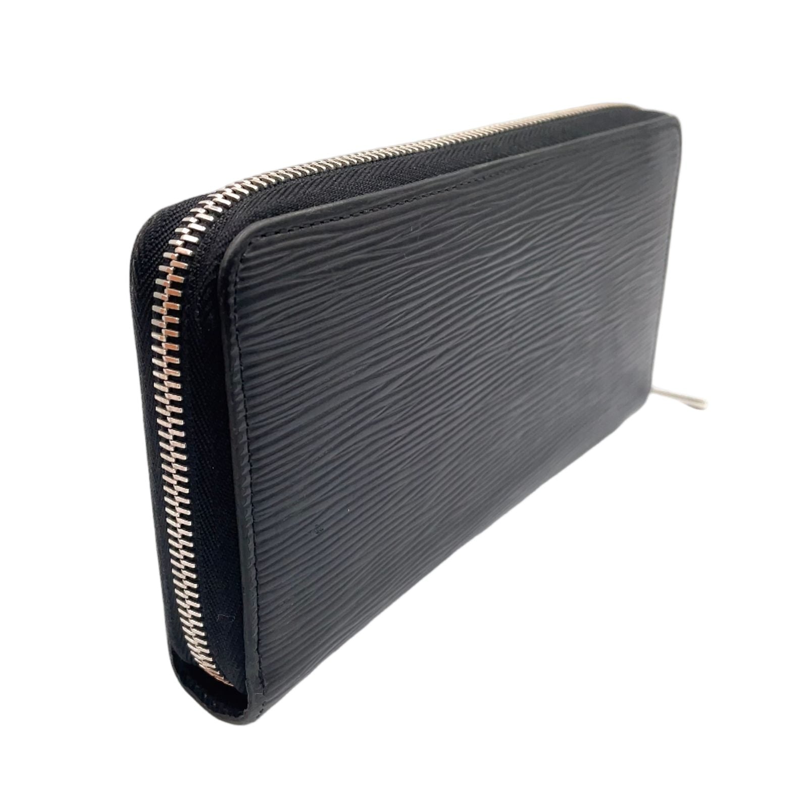 Louis Vuitton Zippy Wallet Epi Noir Leather Black Zip Around Silver — view 2