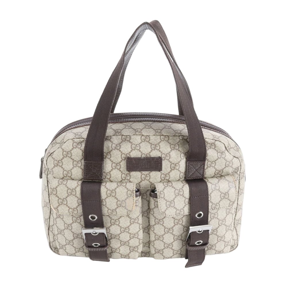 Gucci GG Supreme Leather Tote Shoulder Hand Brown