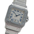 Cartier Watch Santos Galbe LM Date Quartz Stainless Steel Silver Ivory Polished