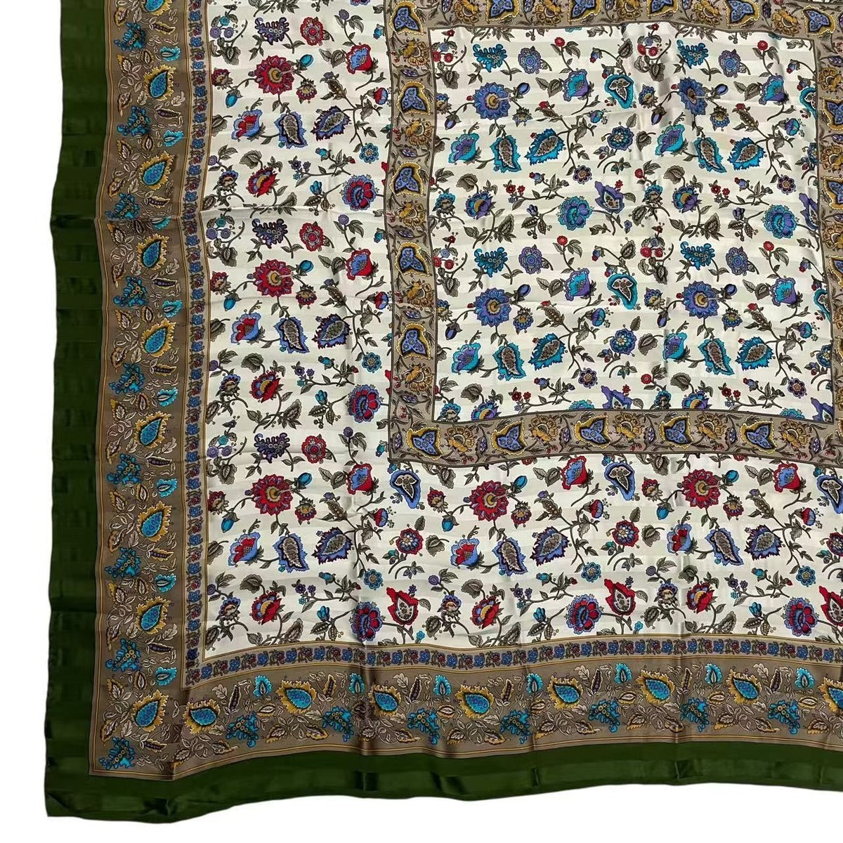 Celine Large Scarf 100% Silk Floral Pattern Green — view 4