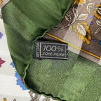 Celine Large Scarf 100% Silk Floral Pattern Green — view 7
