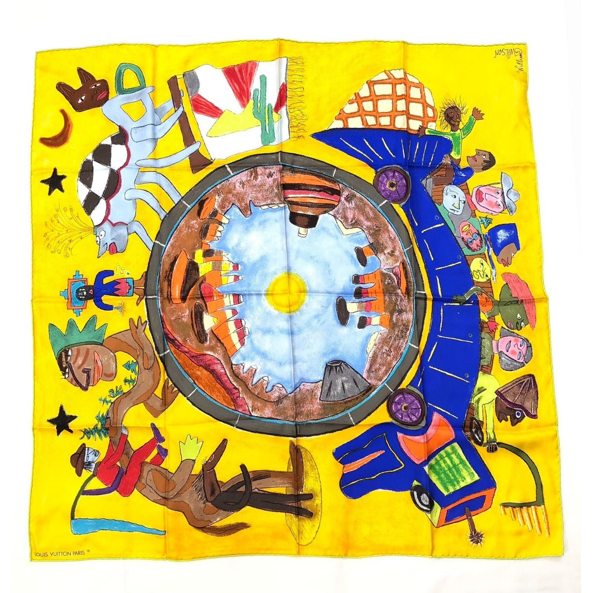 Louis Vuitton Large Scarf William Wilson Silk Yellow Lime