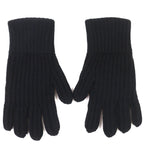 Prada Made Virgin Wool Cashmere Re-Nylon Triangle Logo Plat Rib Knit Gloves — view 3