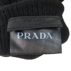 Prada Made Virgin Wool Cashmere Re-Nylon Triangle Logo Plat Rib Knit Gloves — view 6