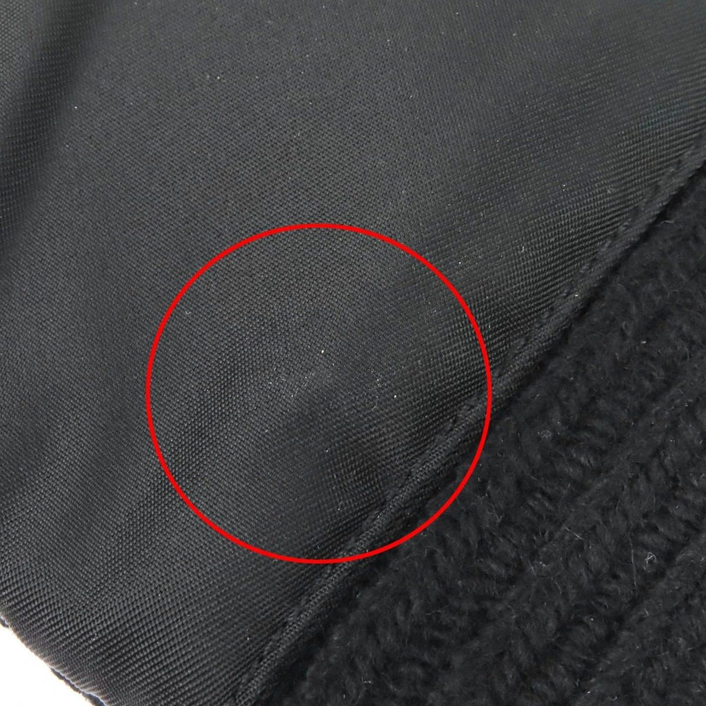 Prada Made Virgin Wool Cashmere Re-Nylon Triangle Logo Plat Rib Knit Gloves — view 8