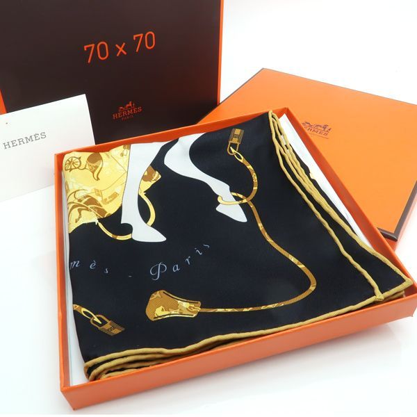 Hermes Kelly En Caleche 70 Kelly's Carriage Black Yellow Silk — view 2