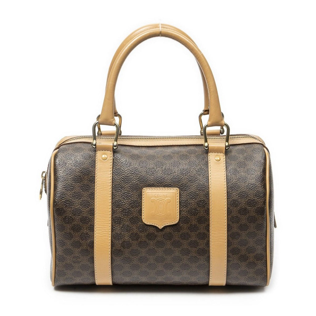 Celine Small Boston Brown Beige Macadam Canvas T-Shirt