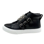 Hermes Hanky Sneakers Shoes Leather Black Silver Studded High Cut — view 3