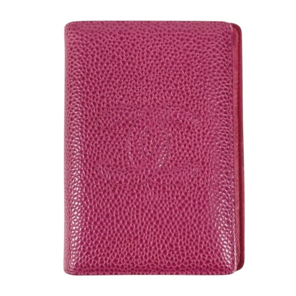 Chanel Card Case CC Logo Caviar Leather Purple