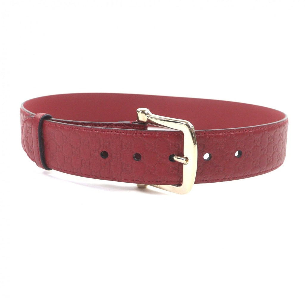 Gucci Micro Guccissima GG Pattern Pin Buckle Leather Belt Red Gold — view 2