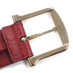 Gucci Micro Guccissima GG Pattern Pin Buckle Leather Belt Red Gold — view 5