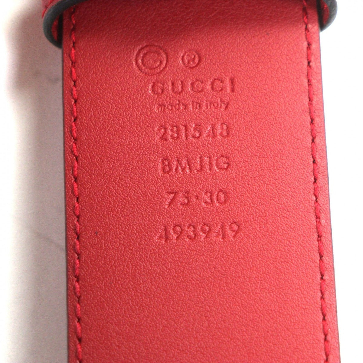 Gucci Micro Guccissima GG Pattern Pin Buckle Leather Belt Red Gold — view 6