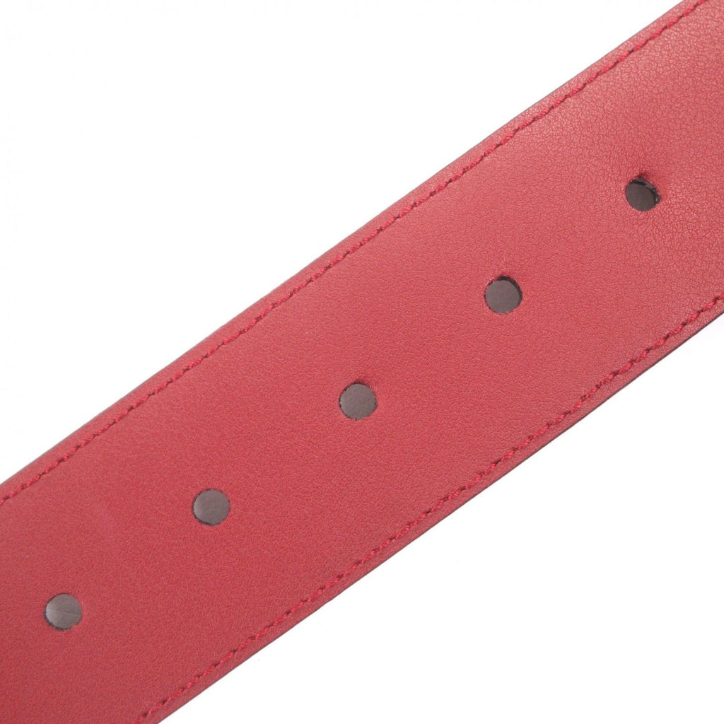 Gucci Micro Guccissima GG Pattern Pin Buckle Leather Belt Red Gold — view 8