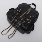 Chanel Quilted Lambskin Chain Backpack Mesh Black Gold Random Plate — view 5