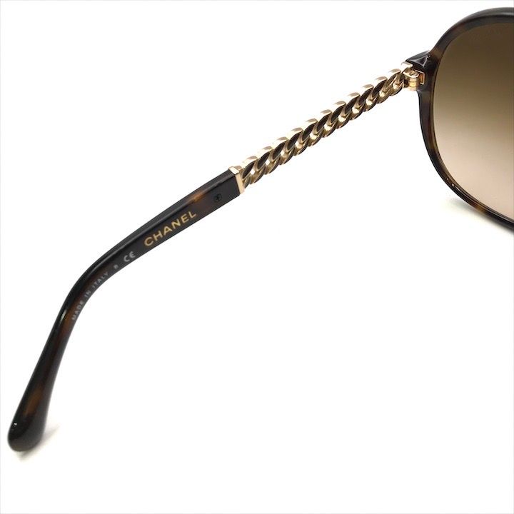 Chanel CC Logo Sunglasses Eyewear Tortoiseshell Pattern Chain Motif Brown — view 7