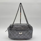 Chanel Shoulder Bag 2.55 Quilted Silver Leather Seal