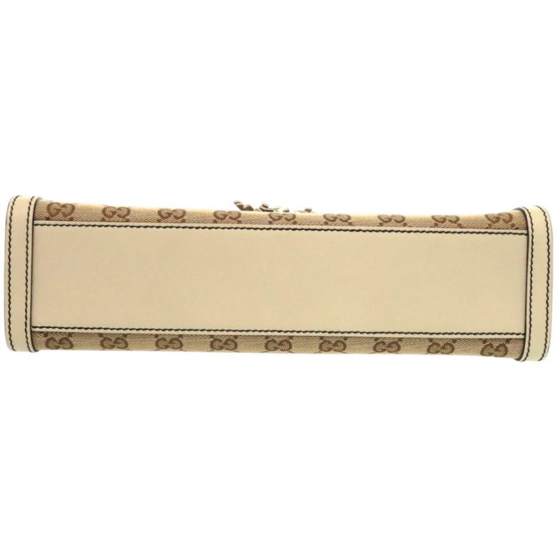 Gucci Emily Horsebit GG Canvas Leather White Shoulder Bag 0526 — view 3