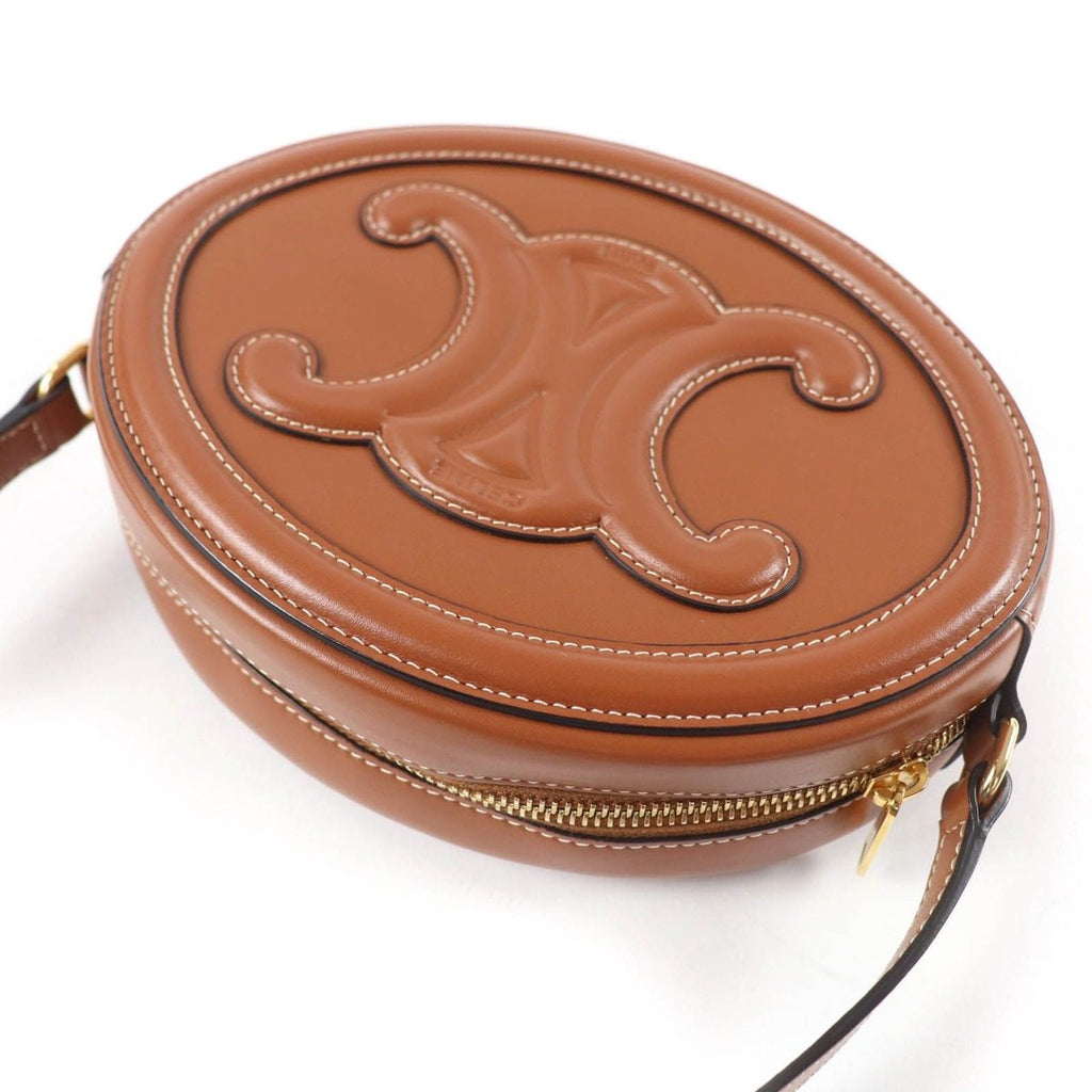 Celine Cuir Triomphe Oval Pass Leather Shoulder Bag Tan — view 6