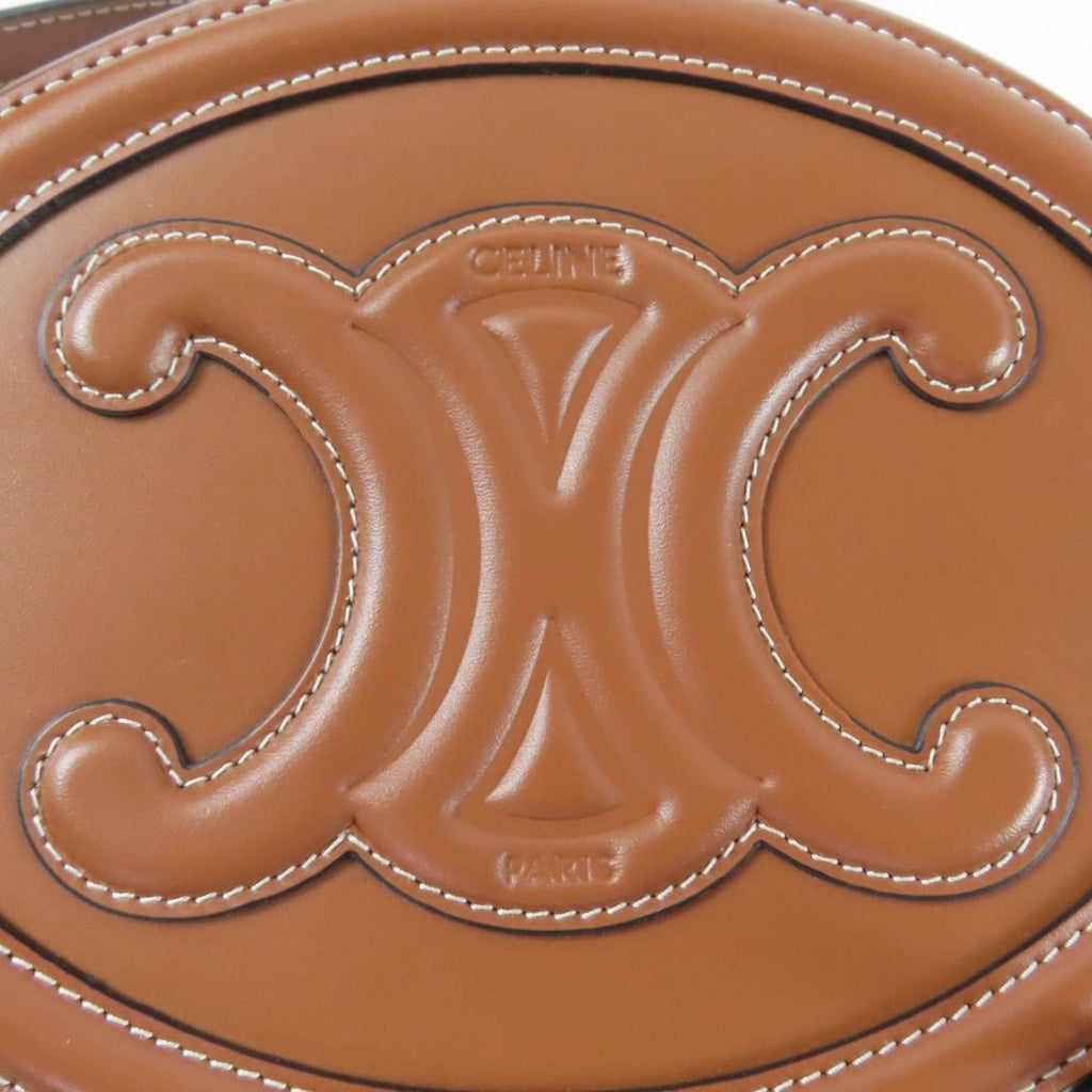 Celine Cuir Triomphe Oval Pass Leather Shoulder Bag Tan — view 9