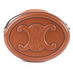 Celine Cuir Triomphe Oval Pass Leather Shoulder Bag Tan