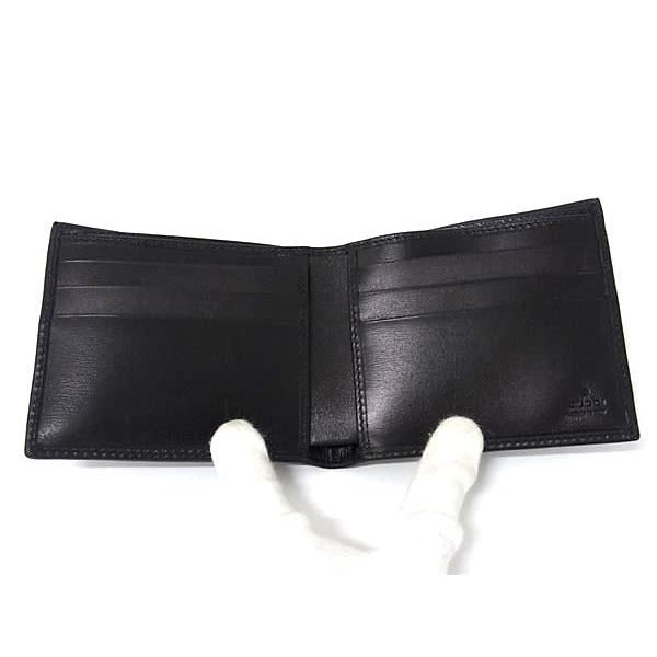 Gucci Interlocking G Leather Fold Wallet Black Bk9579 — view 3