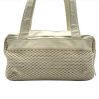 Chanel Lambskin Leather Knit Hand Ivory Shoulder Bag — view 2