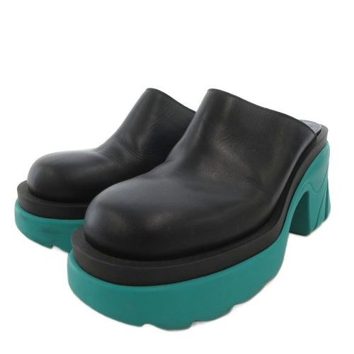 Bottega Veneta Flash Sabot Sandals Shoes Thick Sole Bicolor Leather Black Green
