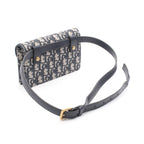 Dior Waist Bag Saddle Oblique Navy Canvas Leather Flat Navy. Beige — view 2