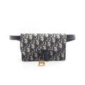 Dior Waist Bag Saddle Oblique Navy Canvas Leather Flat Navy. Beige