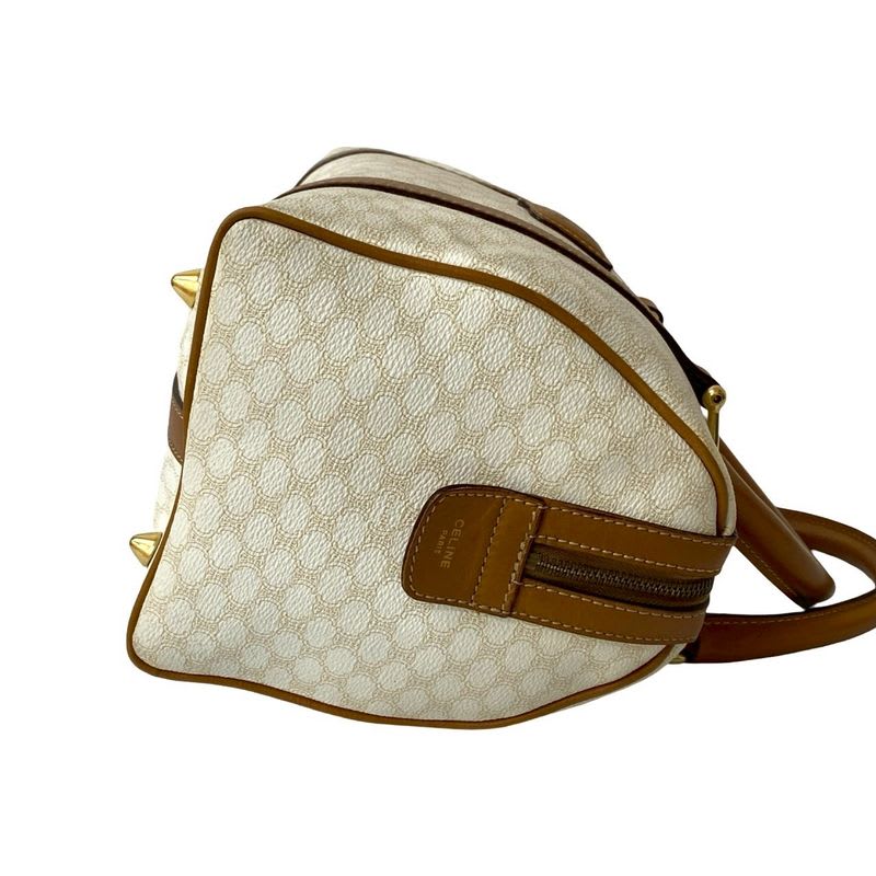 Celine Vintage Macadam Blason Triomphe Pattern Leather Handbag Mini Boston Bag
