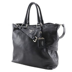 Prada Logo Ws7654 Leather Black Tote Bag — view 2